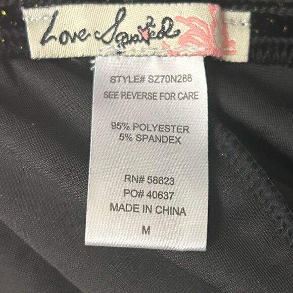 Love Squared Fit & Flare Cocktail Dress Womens Medium Black Strappy Back Sparkly - Picture 16 of 16